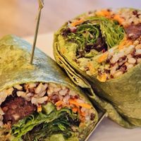 Impossible Meatball Fusion Wrap with wasabi ginged dressing (vegan) at Tea Bar & Fusion Kitchen in Rocklin