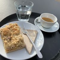 Vegan apple pie and espresso  at Café im Haus am Waldsee in Berlin