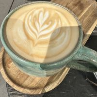 Oat milk latte  at Zërgë Coffeeshop in Budapest
