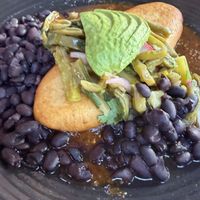 Potato tortilla stuffed with stewed vegetables   at Clandestino in Palm Springs