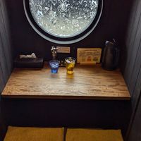 Lovely little window seat for one or two people at Ramen Katamuki in Kyoto