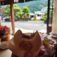 Mushroom Oyaki with a view! at Konohanaya - 木ノ花屋 in Nagano