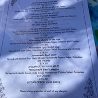 Menu with vegan option available for chilli and lasagne at The Ugly House - Ty Hyll in Betws-y-coed