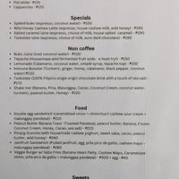 Menu at Luway Luway in El Nido
