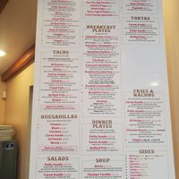 Food menu at Panchita's Kitchen & Bakery in San Diego