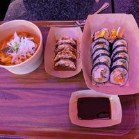 Vegan kimchi jiggae, kimbap and mandu at Kimbu Korean Kimbap & Burger in Munich