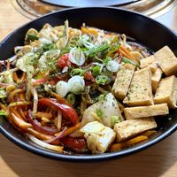 Vegetable yakisoba with added tofu    at Nagomi in Cheltenham