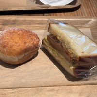 Katsu sandwich and Sakura donut  at Earth Bakery in Yokohama