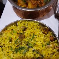 Mushroom and potato bhuna at Drummond Villa in North West London