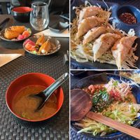 Miso soup, vegan gyoza, ramen  at Namu Sushi Bar in Frydek-mistek