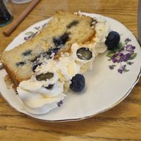 Vegan lemon and blueberry cake 😀 at Tea Rooms in Reading
