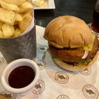Impossible burger with vegan cheese and chips  at McCafferty's Bar & Restaurant - Dungloe in Donegal