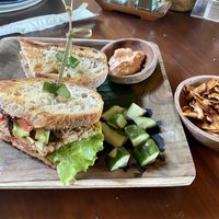 Vegan Tempeh Reuben with Coconut Bacon  at The Garden Kafe at The Yoga Barn in Ubud