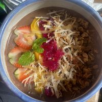 Chocolate smoothie bowl  at The Garden Kafe at The Yoga Barn in Ubud