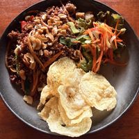 Red mask goreng (very little tofu/tempe ☹️)  at The Garden Kafe at The Yoga Barn in Ubud