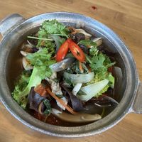 Noodle soup with various vegetables and mushrooms  at Rau Ơi Eatery in Hoi An