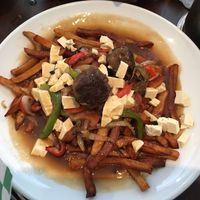 Poutine et boulettes de viande  at Vegan Rapide - Sherbrooke in Montreal