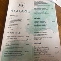 Menu at VegÁno in Liptovsky Hradok