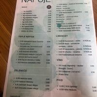 Drinks menu at VegÁno in Liptovsky Hradok