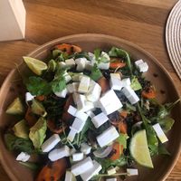 Salad with beluga lentils, carrots and "cheese" at VegÁno in Liptovsky Hradok