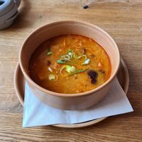 Appetizer, traditional Slovak Christmas soup (cabbage?)   at VegÁno in Liptovsky Hradok