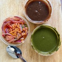 Sauces for pakoras   at Namaste Inbhir Nis  in Inverness
