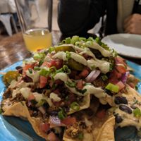 Nachos with homemade vegan cheese at Crafted The Art of the Taco in Greensboro