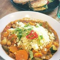 Panini with salad and Maroccan stew at Vieta in Vilnius
