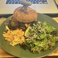 Lentil burger with side salad was so good  at Vieta in Vilnius