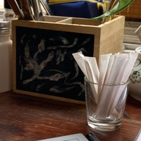 Yellow and blue napkins, slava ukraini!  at Vieta in Vilnius