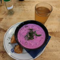 Lithuanian beetroot soup aka "pink soup" at Vieta in Vilnius