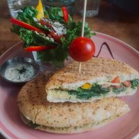 Vegan tofu panini at Vieta in Vilnius