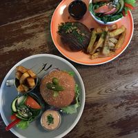 Soy burger and nutsteak at Vieta in Vilnius