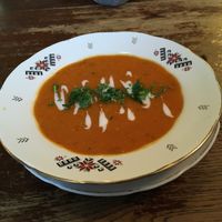 Carrot and red lentil soup at Vieta in Vilnius