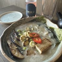 Teri ramen. Contains Tofu teriyaki , vegetables, creamy broth, udon noodles  at Bigan in Mexico City