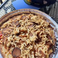 Sausage and pepperoni pizzaa  at Tailgate Brewery - Music Row in Nashville