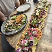 “Chickn” salad and three different tacos - everything vegan (2 of those tacos are vegeterian on the menu but you can order them as the vegan version)  at Tipsy Ø in Aarhus