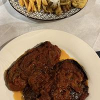 Gefüllte Aubergine und Gyros   at Ta Kaloudia in Corfu