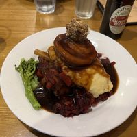 Beetroot and cashew nut roast  at Pie and Ale in Manchester