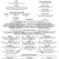 Menu - can sub for vegan cheese or build your own pizza   at Nicky's Pizzeria in Lexington