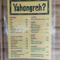 Menu at Yahongreh? in Roatan