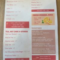 Drink options   at Neighbour's Nook Café in North London