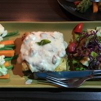 spinach pie with hollandaise sauce at Places Restaurant and Bar in Kathmandu