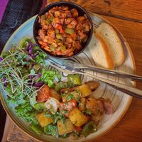 Tofu smash with hash browns   at Places Restaurant and Bar in Kathmandu