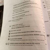 menu at Places Restaurant and Bar in Kathmandu