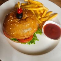 Veg burger at Places Restaurant and Bar in Kathmandu