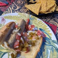 Hot dog (cut in half) at TaXCo in Santander
