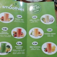 Carta de zumos at Cafeteria Riglos in Jaca