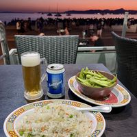 Rice with vegetables, Edamame and a 0,0 Beer for less than 14 €. Nothing to complain. No extra charge for the view😉 at Gran Shang Hai in Mallorca
