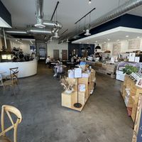Roasting area, seating, and Service counter  at Laidrey in Tarzana